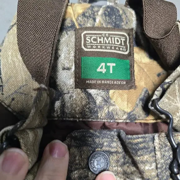 RealTree Schmidt Workwear Toddler Camouflage Bib Overalls Size 4T